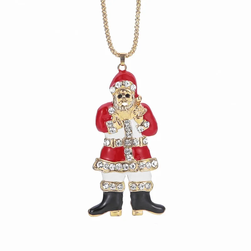 

2021 New Christmas Gift Jewelry Set for Women Gold&Silvers Christmas Santa Dangel Necklace