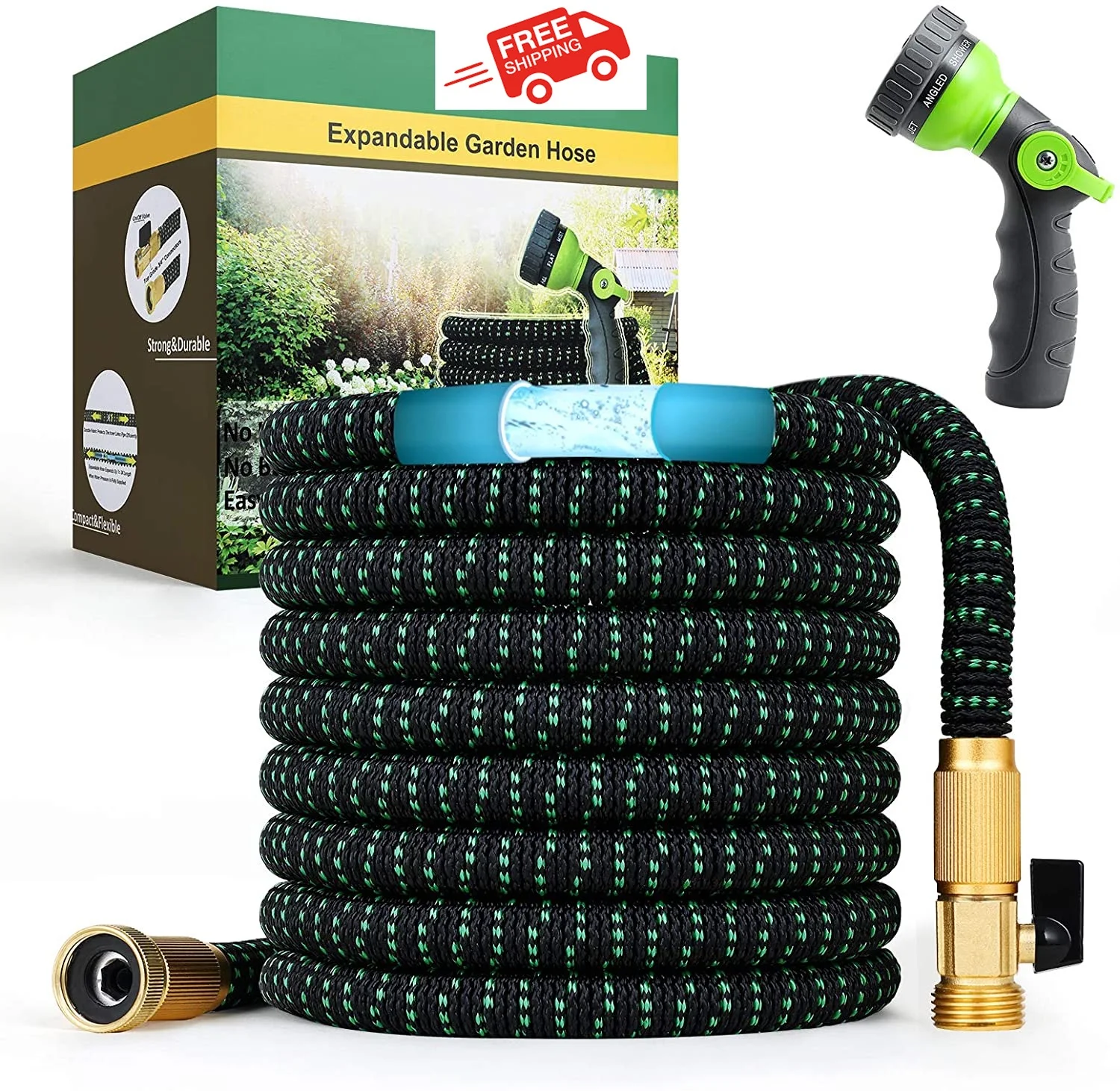 

Free Shipping To US Magic Flexible Water 50 Ft Pressure Washer Fitting Expandable Garden Hose 3/4 Solid Brass For Car Washing, Customized color accetable