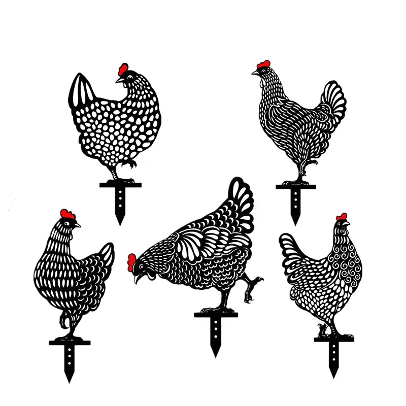 

Easter Chicken Plasctic Hen For Easter Gardening Ornaments Yard Acrylic Art Outdoor Garden Backyard Decoration Lawn Stakes, Black