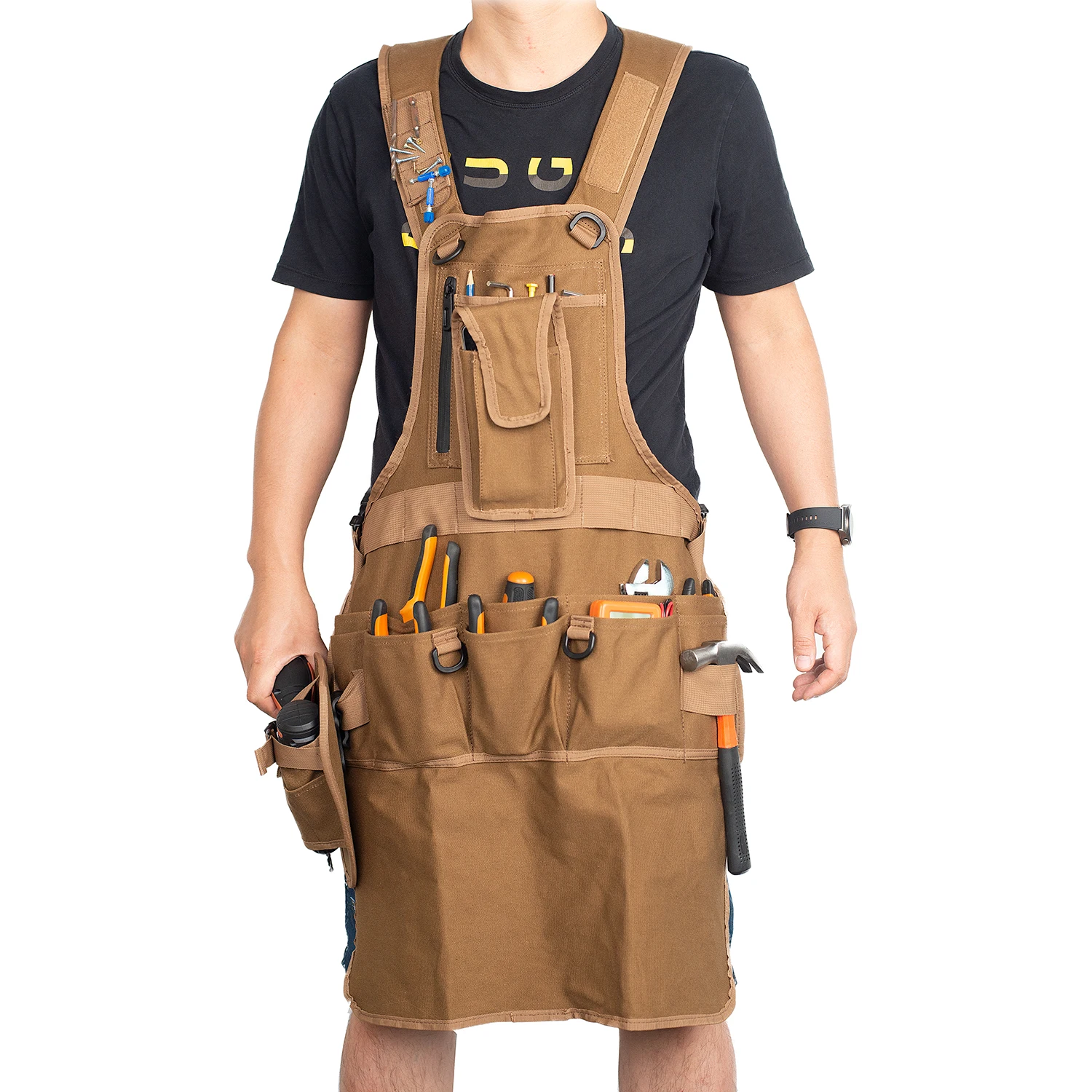 

AISENIN Heavy Duty Industrial Aprons For Metal Working Canvas Carpenter Apron Workshop Tool Aprons, Brown