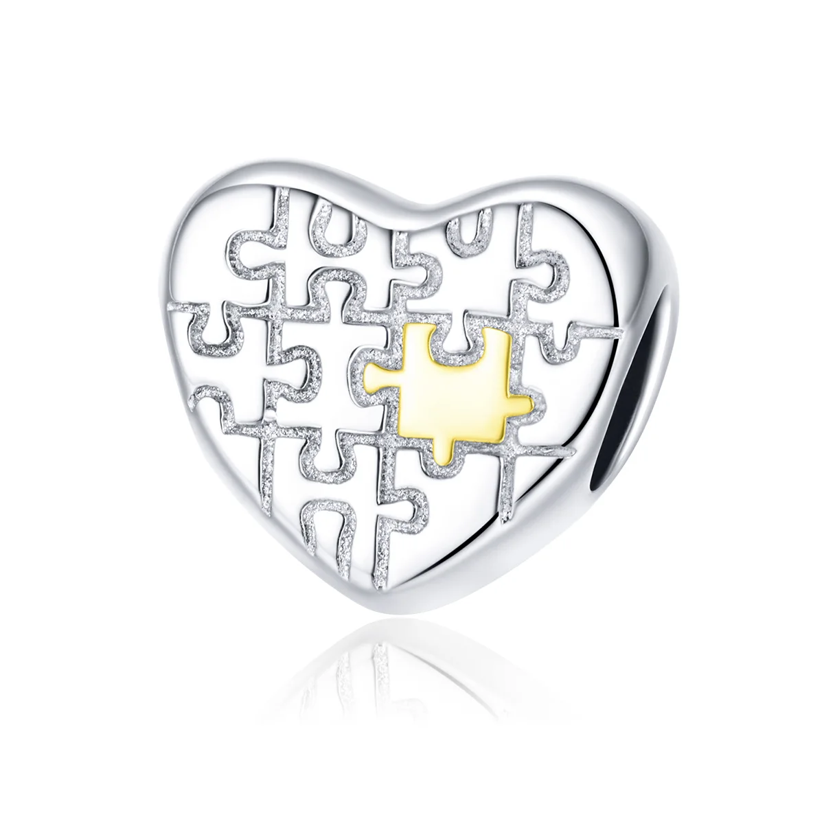 

fashion design heart shape jewelry 925 sliver puzzle charm