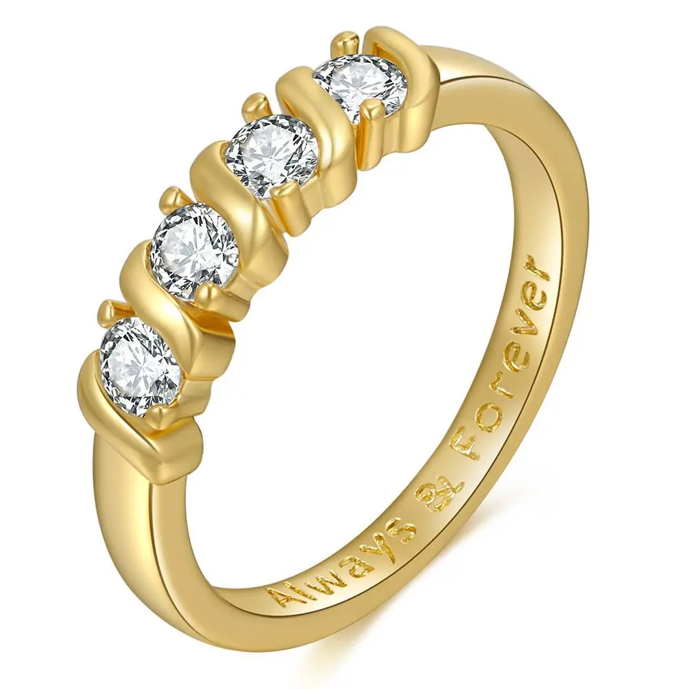 

2021 18K Gold Plated Eternity Ring Cubic Zirconia Stackable Anniversary Promise Statement Always Forever Ring for women