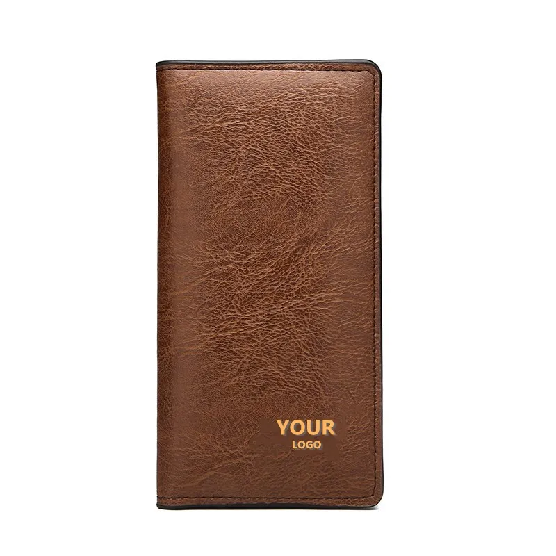 
Best selling cheap Classic Long customized casual style man slim wallets vintage PU purse can accept customized logo 