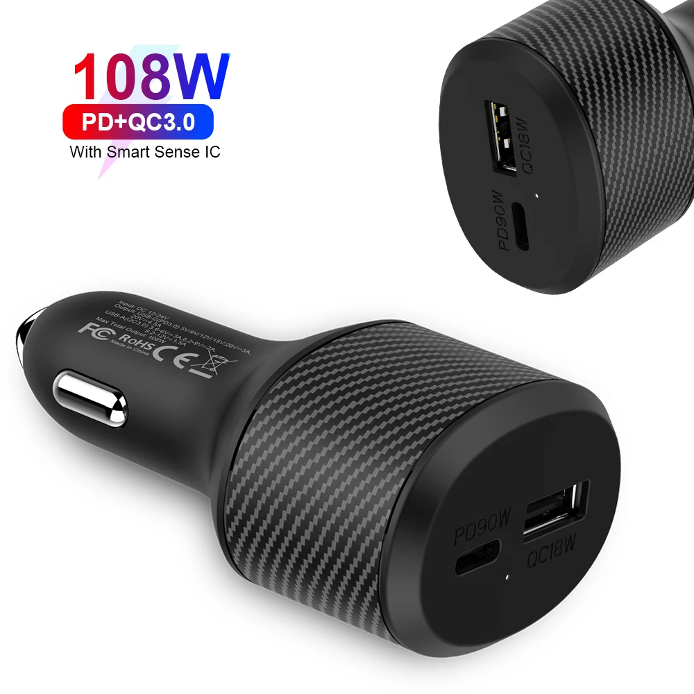 Urvns 2021 Best Selling 65w 100w 108w Usb Pd Fast Charging Car Charger
