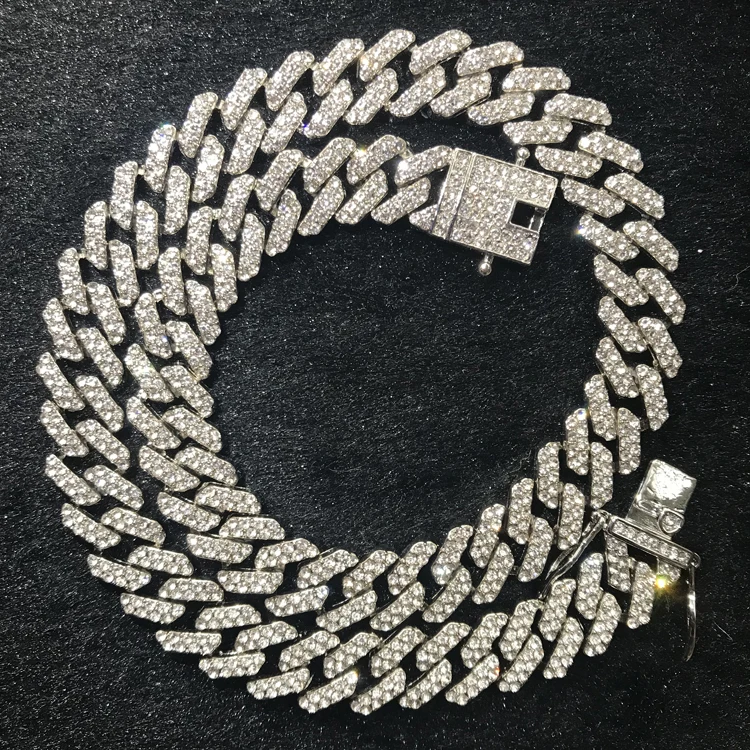 

GZYS JEWELRY Wholesale High Quality 12MM Gold and White Gold Iced Out Chains Cuban Cheap Hip Hop Jewelry Necklace
