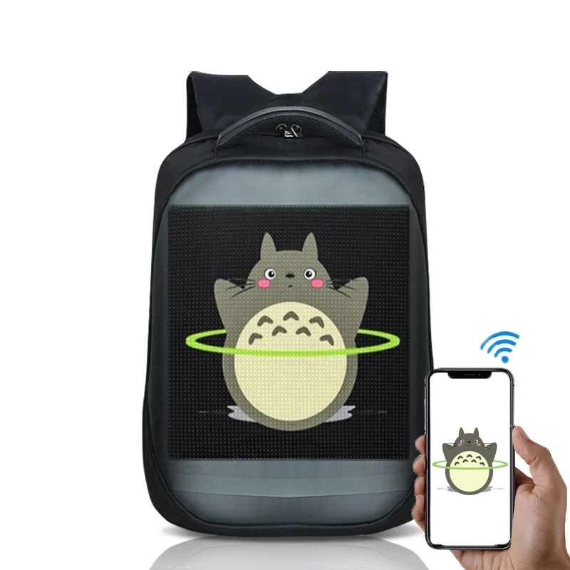 

2020 Hip hop advertising mobile phone message wifi programmable led bagpack