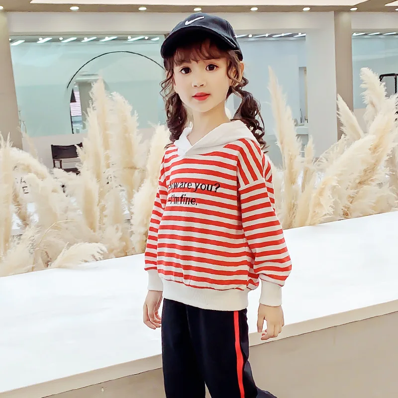 
Autumn 2020 New Korean Girls Long-sleeved Striped Hoodie 