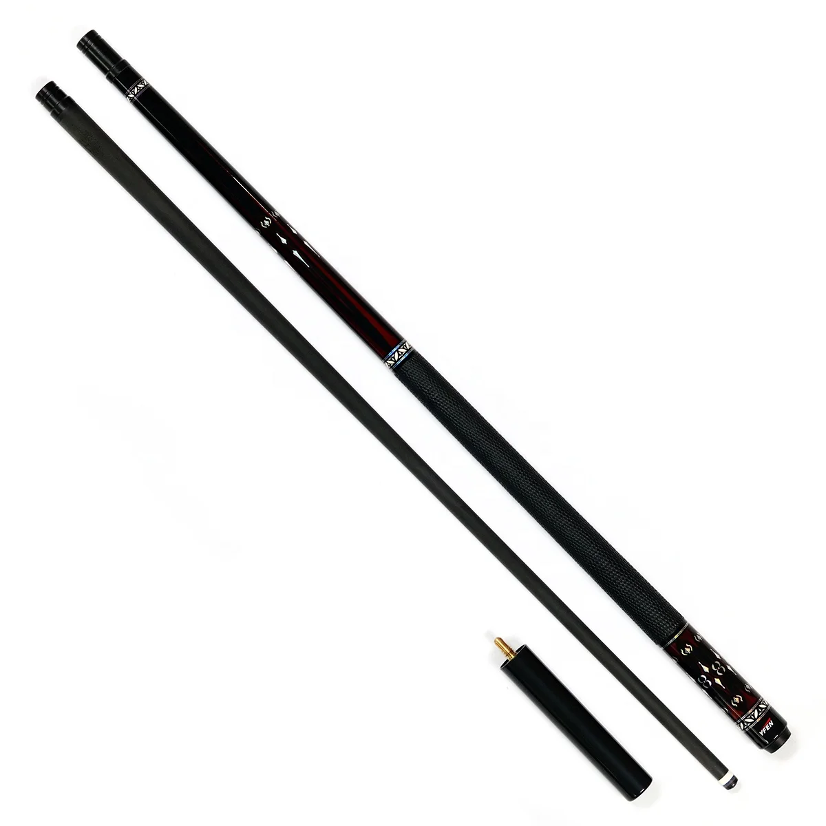 Billiard Cue 100%  Carbon  Fiber Shaft Maple Wood Butt 1/2 Pool Cue  58" Length with Extension  and Cue Joint Cover