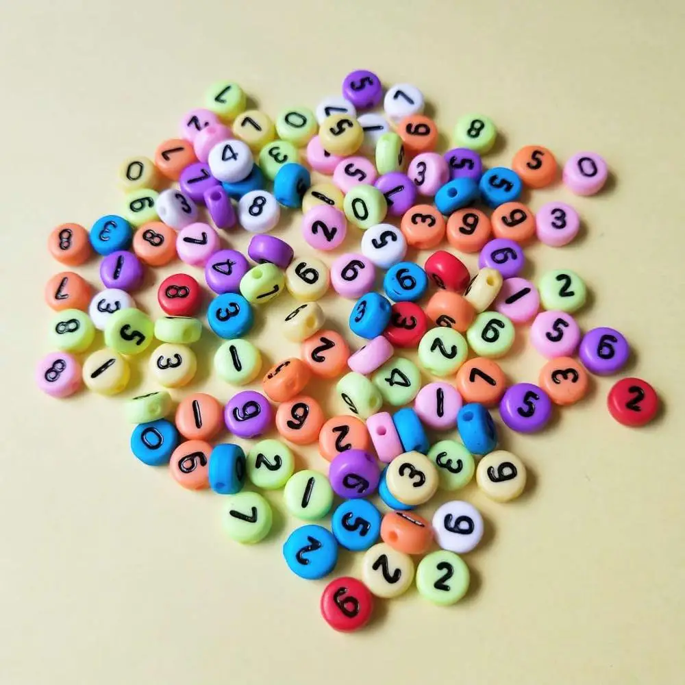 

Mixed Colorful Round  Beautiful Fashion Acrylic Number Bead For Bracelet Making