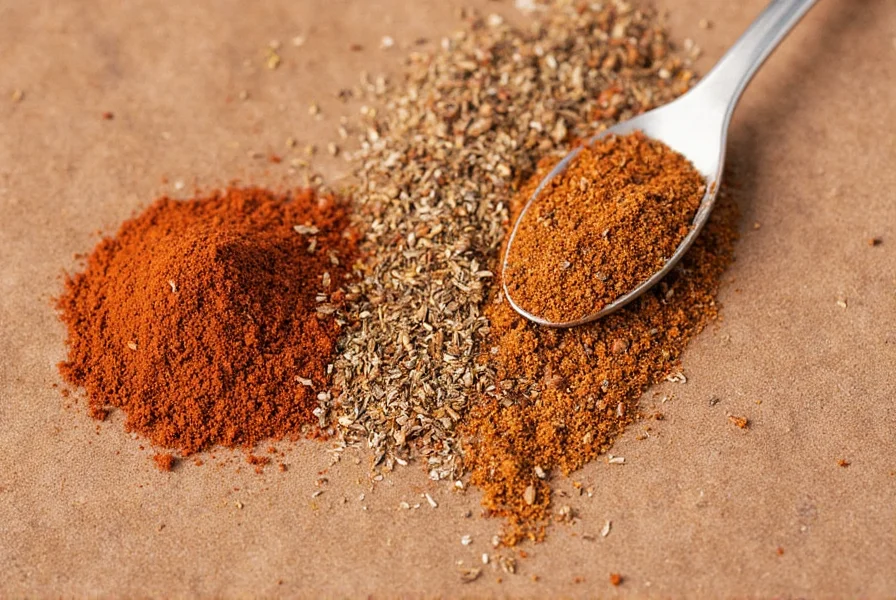 Traditional Jamaican jerk seasoning ingredients arranged on wooden board