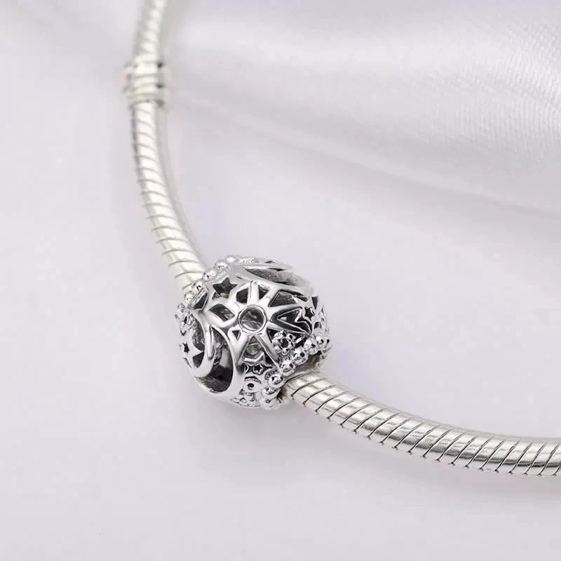 

2022 New 925 Sterling Silver Openwork Sun, Stars & Moon Charm Bead Fits European Jewelry Charm Bracelets