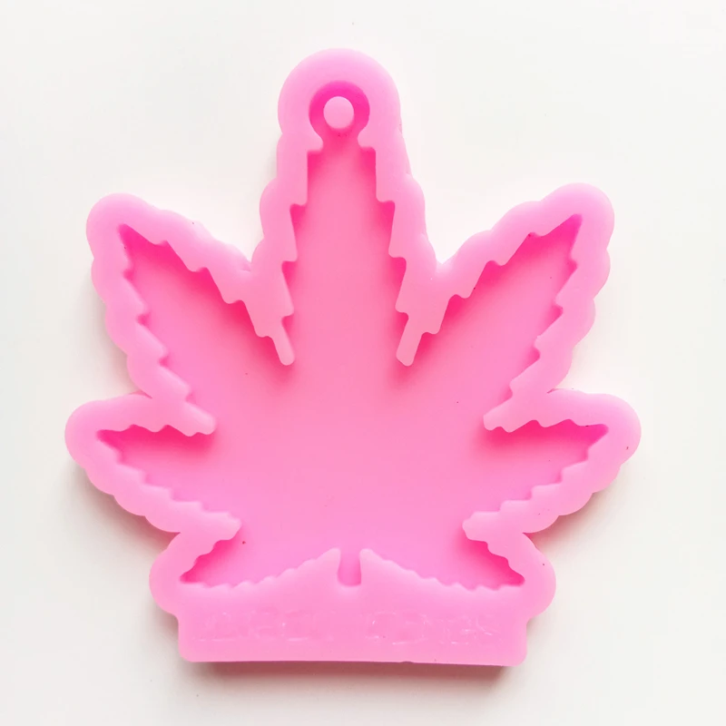 Shiny weed leaf silicone keychain mold for resin craft