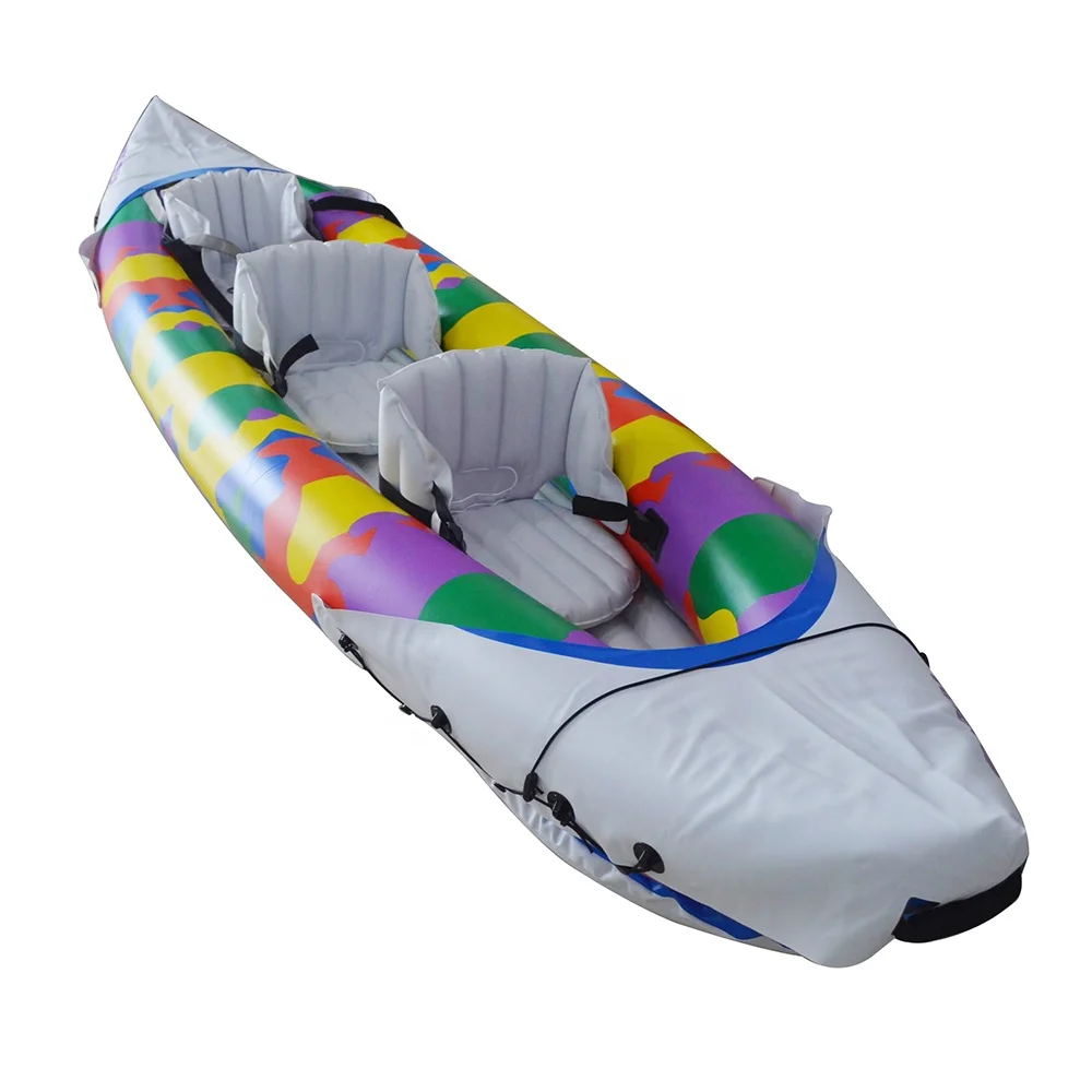 

P&D Plastic Double inflatable canoe kayak 3 Person Inflatable fishing kayak