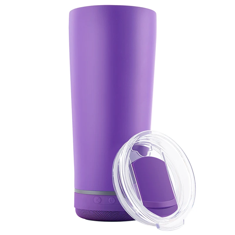 

New Arrival 18oz Wireless Music Tumbler Stainless Steel Insulated Sublimation White Blank Tumblers with Speaker for Travel, As pic