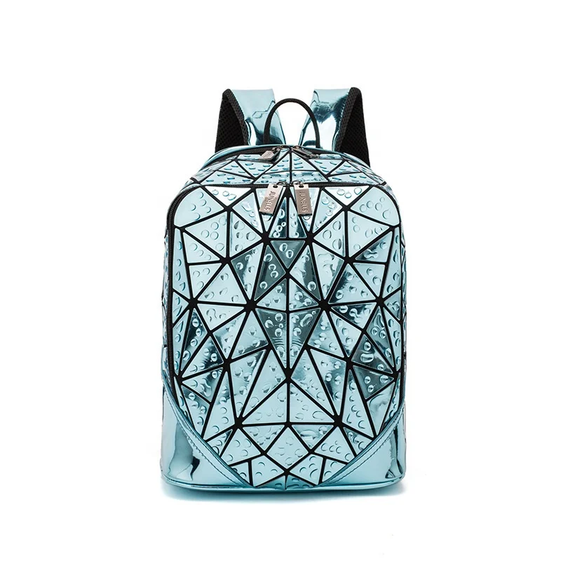 

Hot waterproof Beauty geometric school Colorful backpacks for travel, Blue,pink,silver