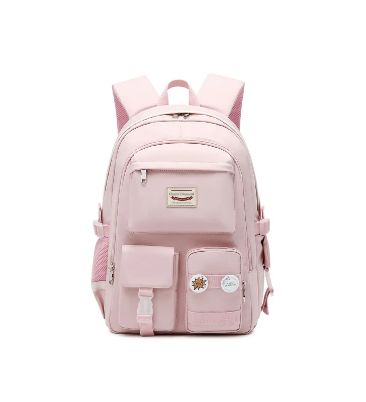 

In Stock Pink Black Nylon Waterproof Girls Boys School Backpacks for Junior Senior