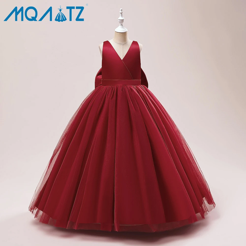 

MQATZ New Arrivals Party Birthday Dress Sleeveless Big Bow For Girl Dress Kids Dresses