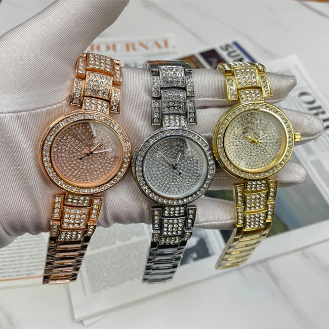 

Best price watch for couples wristwatch luxury women steel wristwatches designer watches full diamond popular brands, 3 colors