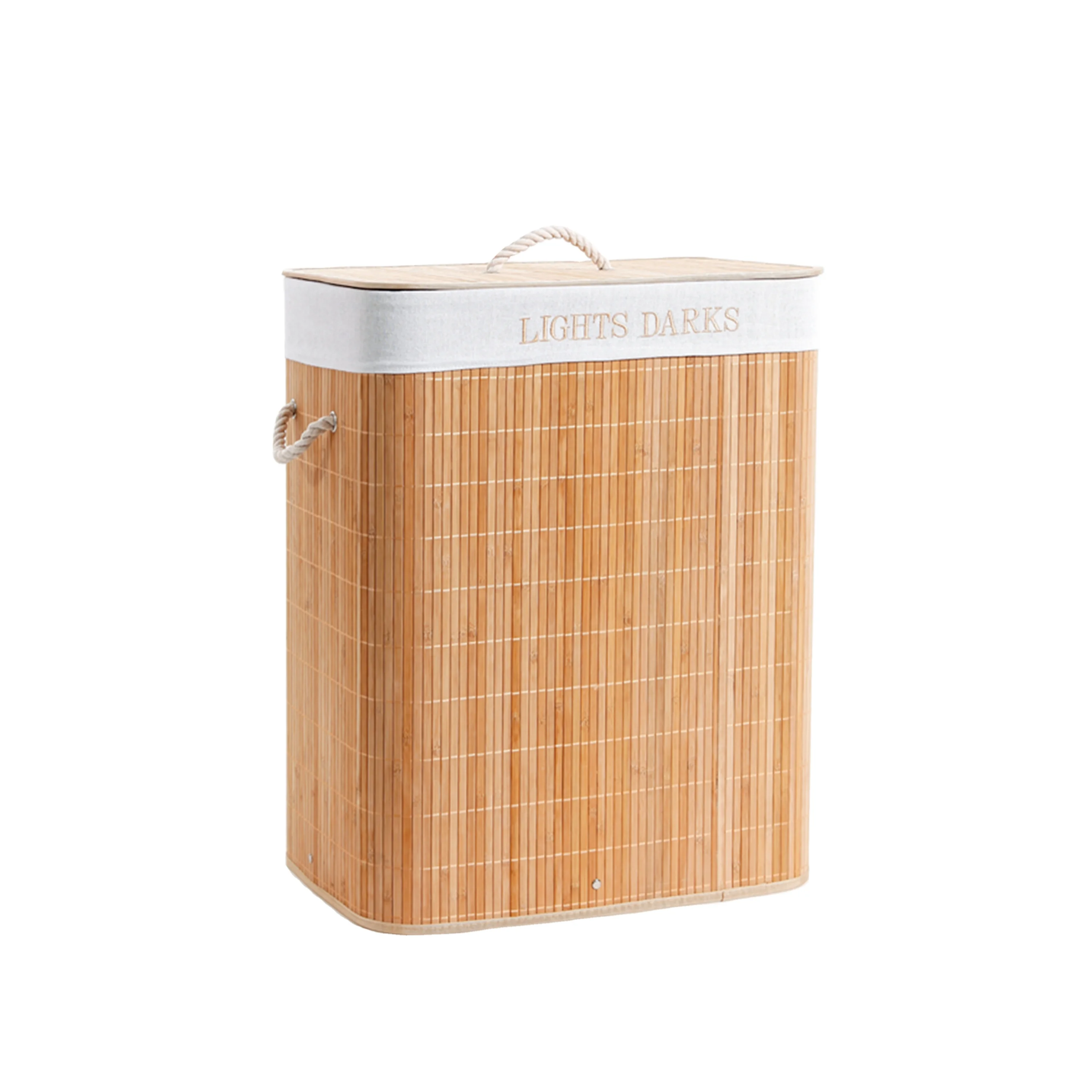 

ECO-Friendly Custom Square Folding Bamboo Storage Laundry Basket with Handle, Nature or customized color