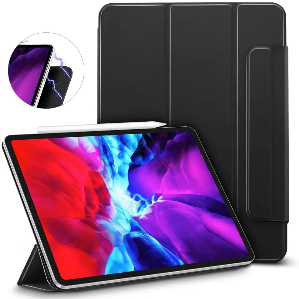 

Auto Sleep/Wake Trifold Stand Case With Clasp Magnetic Smart Case for iPad Pro 12.9" 2021/2020/2018, As picture