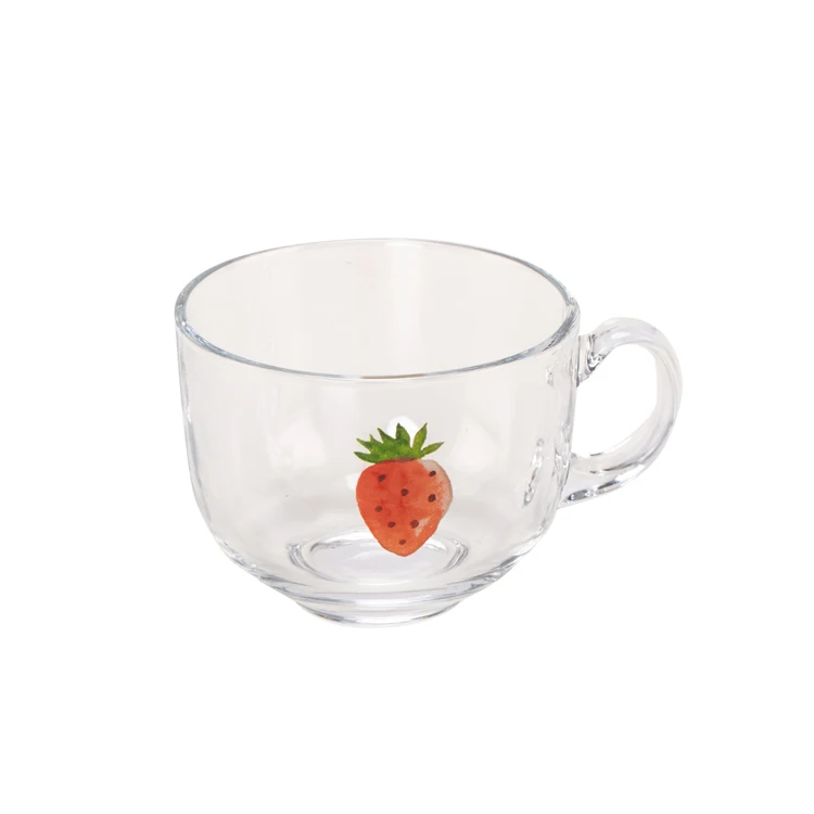 

Hot Sale Custom Drinking Coffee Tea transparent breakfast strawberry glass cup