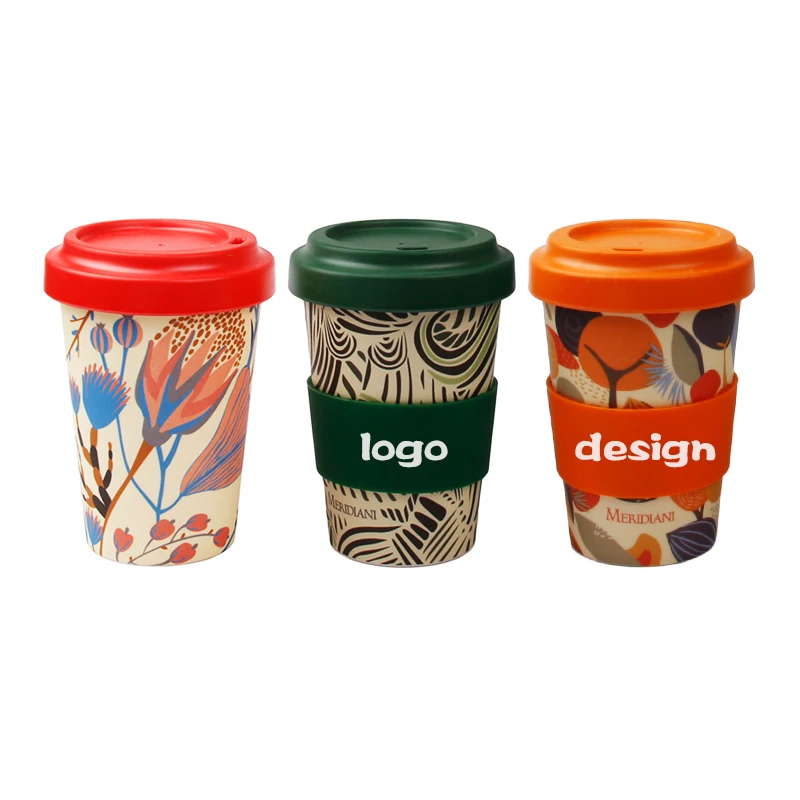 

Cool-Chunlong Tea Cups 450ML Bamboo Fiber Coffee Mugs Milk Mugs With Lid and sleeve for dishwasher