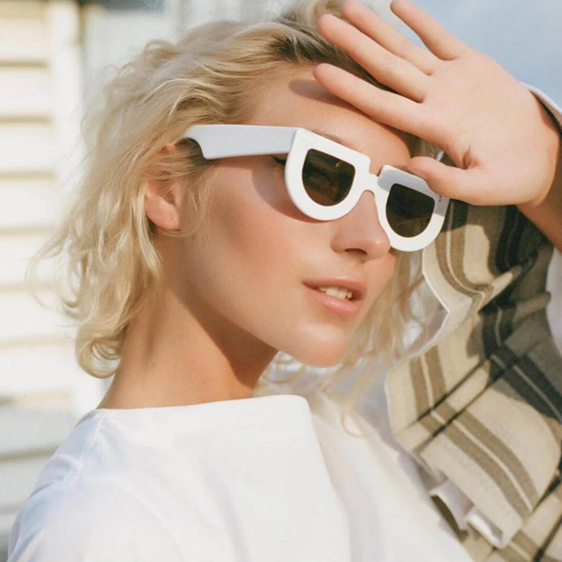 Fashion Unique PC Emoji Half Round Cup Irregular Wide Frame Sunglasses