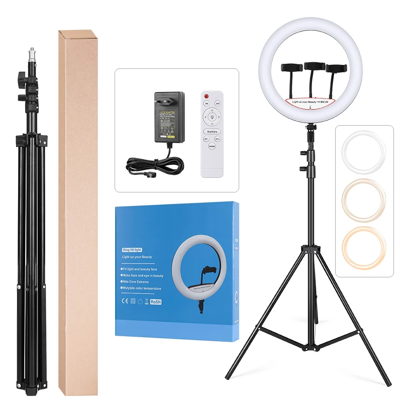 

36W LED Ring Light Dimmable Ringlight 3200K-5600K Photography makeup Ring Light Lamp, Black