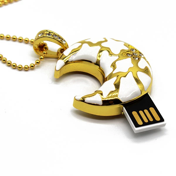 

Moon Shape Jewelry Pendant USB Flash Memory 64GB 128GB Thumb Drive