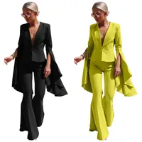 

2019 Women Clothing Jackets Female Ladies Women Blazer Suits Neon Clothing Cloaks Coats 2 Two Piece Set Clothing