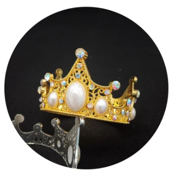 

LOVE'N LV522W New children's headdress flowers birthday cake decoration ornaments wedding crown, Gold, silver