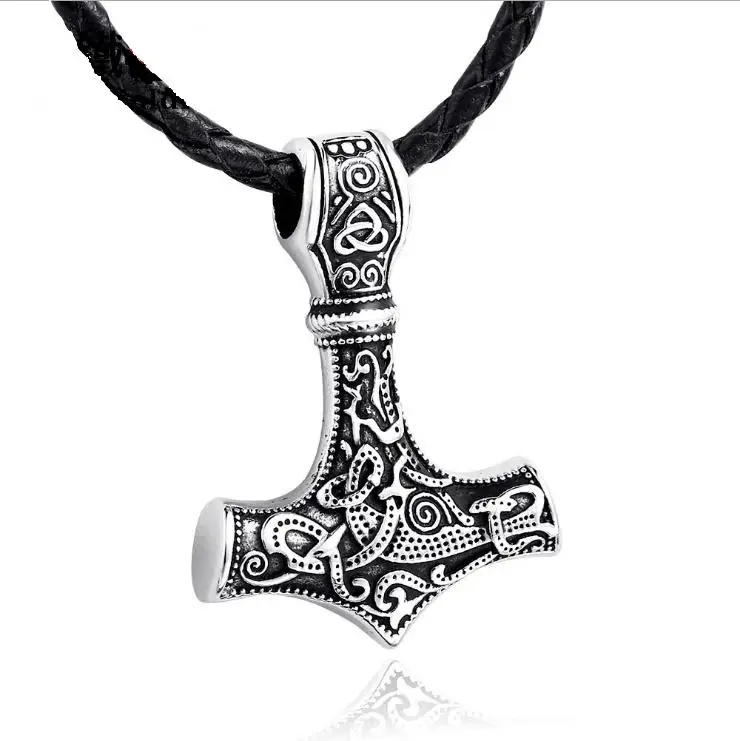 

Stainless Steel Thor's Hammer Mjolnir Pendant Viking Scandinavian Necklace For Men, Steel/gold/rose gold
