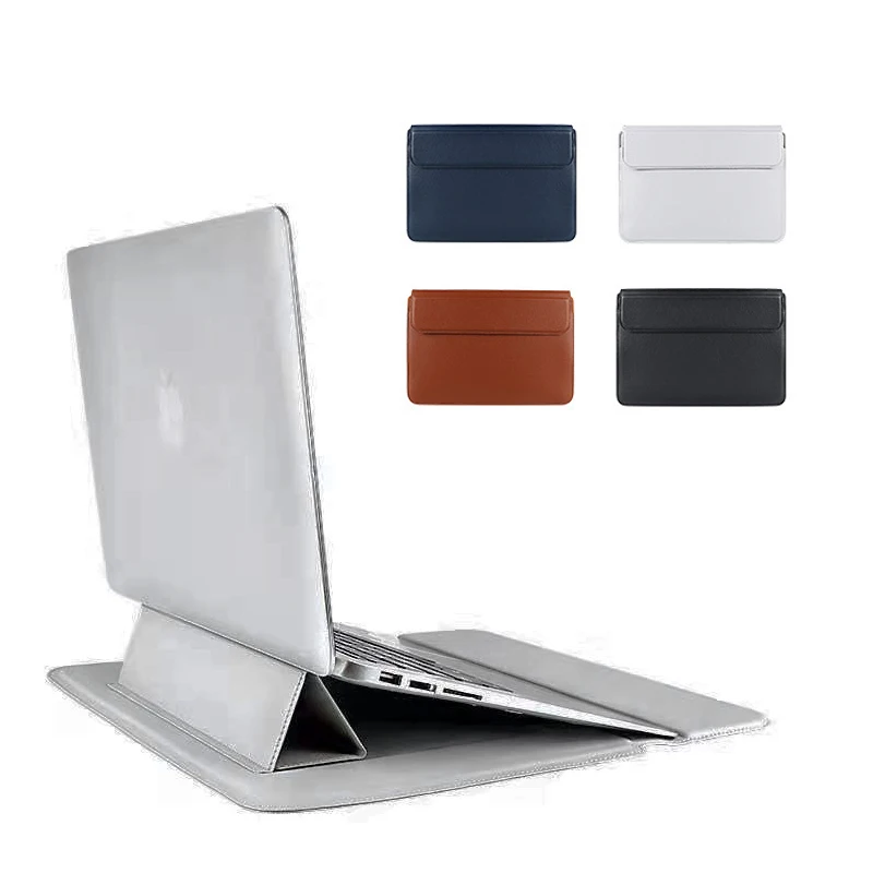 

Multifunctional PU leather laptop bag notebook case sleeve with stand inner liner magnetic suction for laptop 13.3 14 15.6 inch, Blue,black,gray,brown