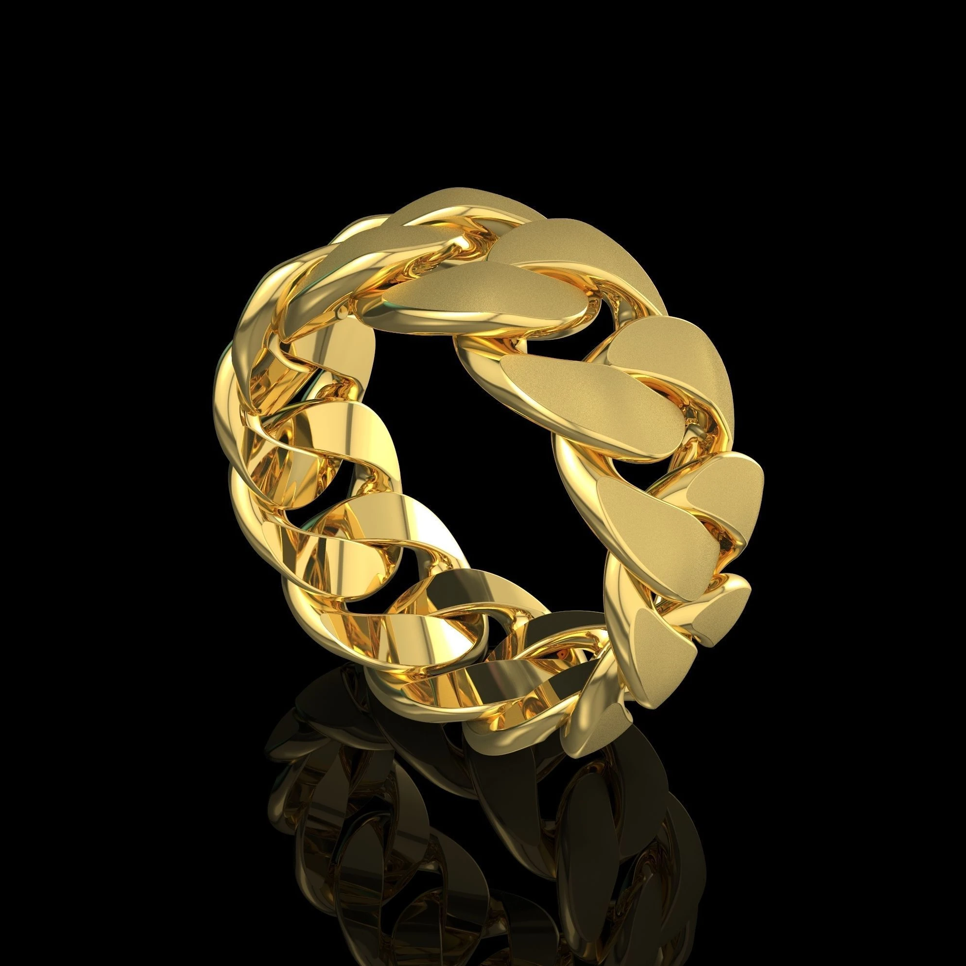 

Classic Ttwist Chain Alloy Cuban Link Ring Couple Band, Gold