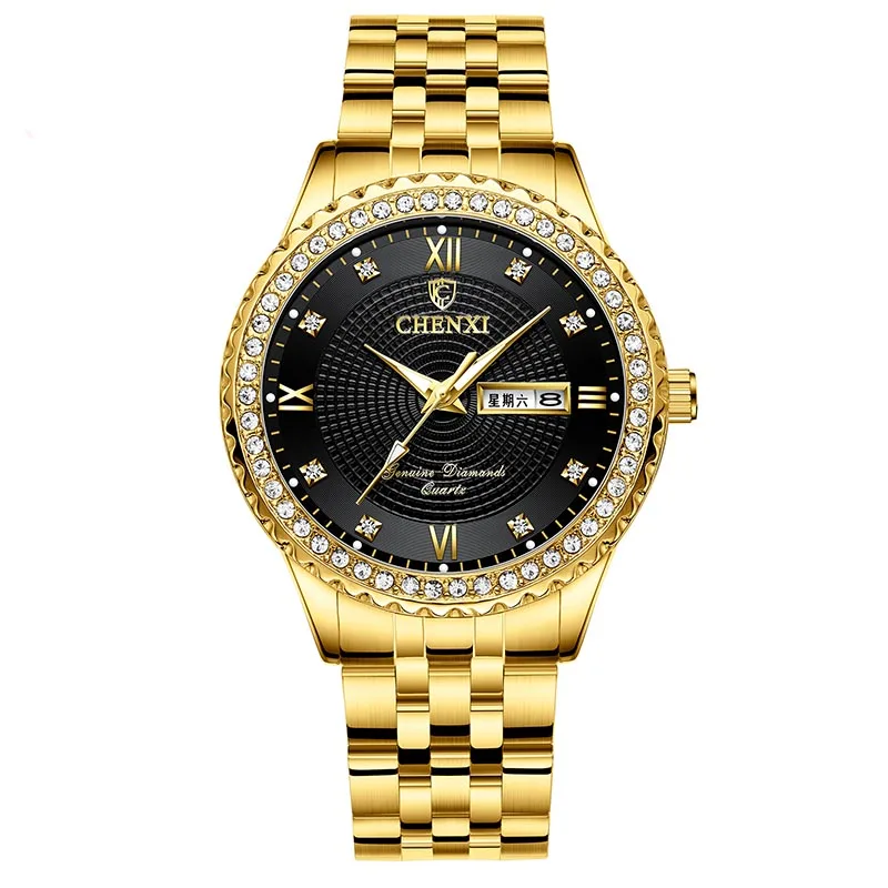 

Top Brand Luxury Quartz Square Men Watch Gold Full Diamond Watch, Many colors are available