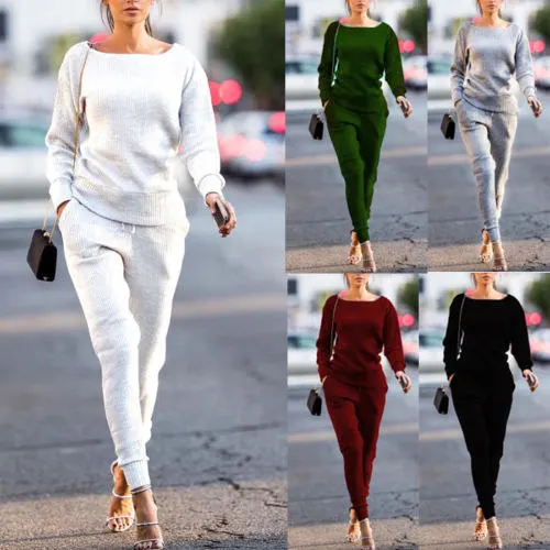 

Female Long -Sleeved Trousers Casual Autumn Leisure Suits Women Round Neck Hot Casual Neck Wear Suit
