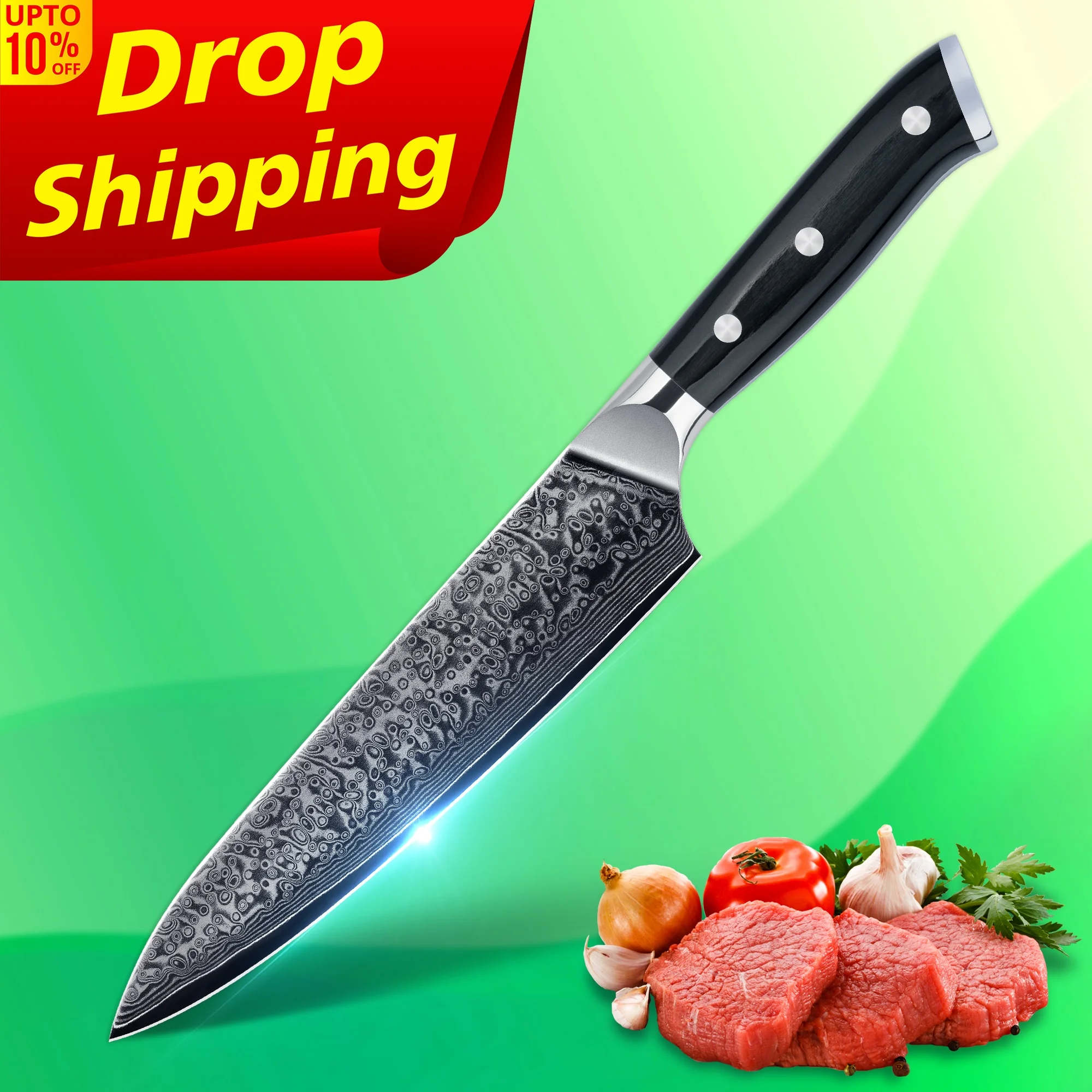 

10% off SkyCook 8 Inch chef knife damascus steel japanese knife damascus steel japanese vg10 gyuto damascus gyuto, Customized color