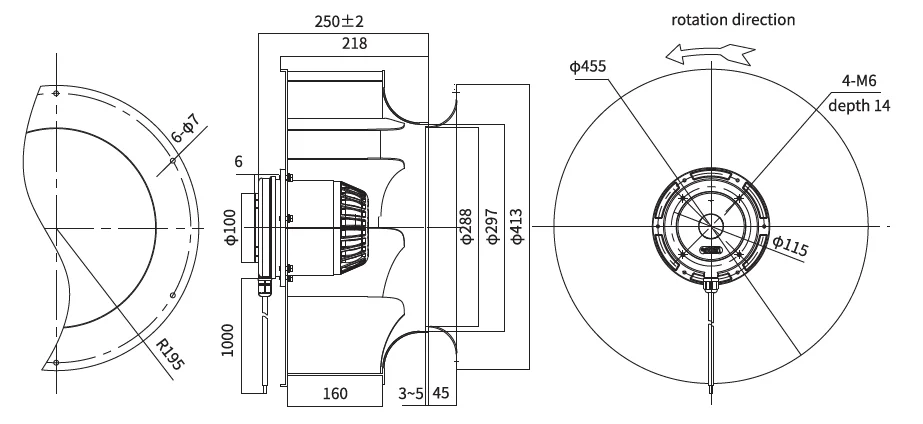 450 AC EC DC air Conditioner air Cleaner Fan Duct Fan Forward Centrifugal Fan details