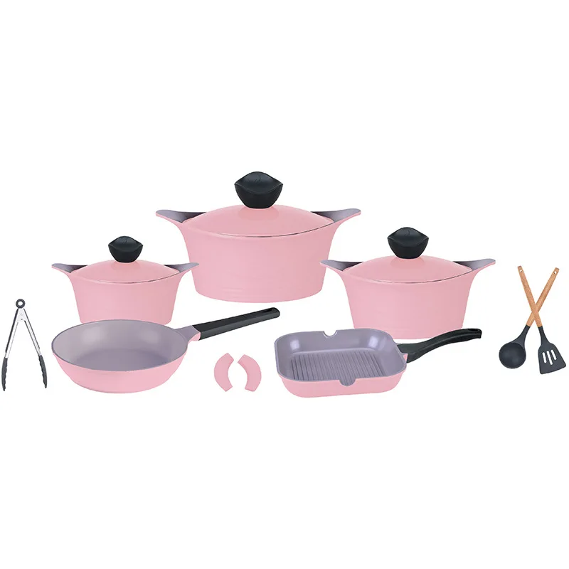 

Hot sale NEOFLAM 13pcs best quality clay ceramic cooking pots, Pink, white, red