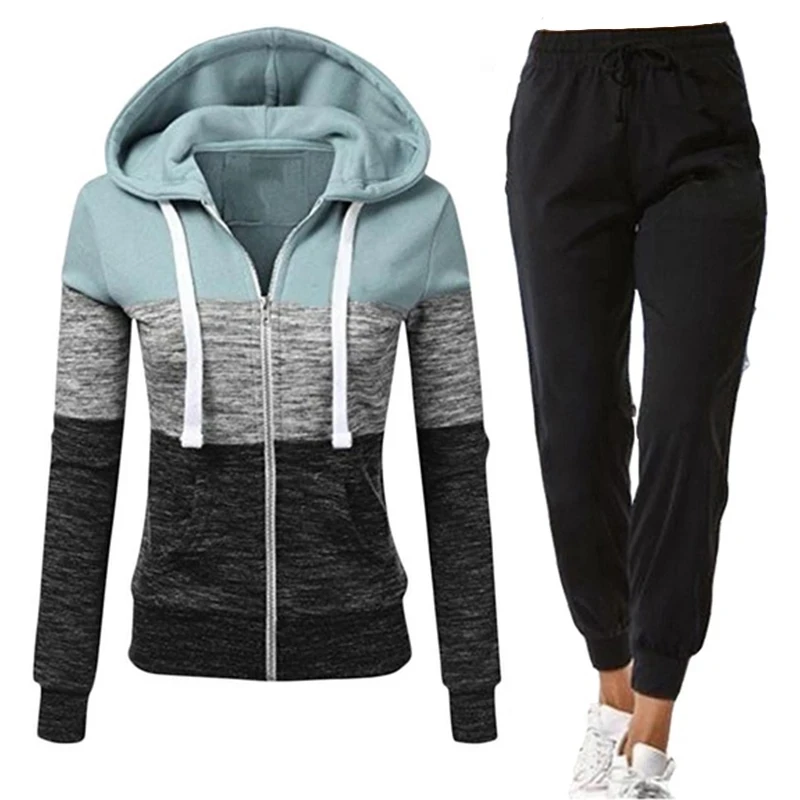 

2021 Gym women two piece clothing hoodie jogging sets sweat track suit sets for wholesale, Custom color