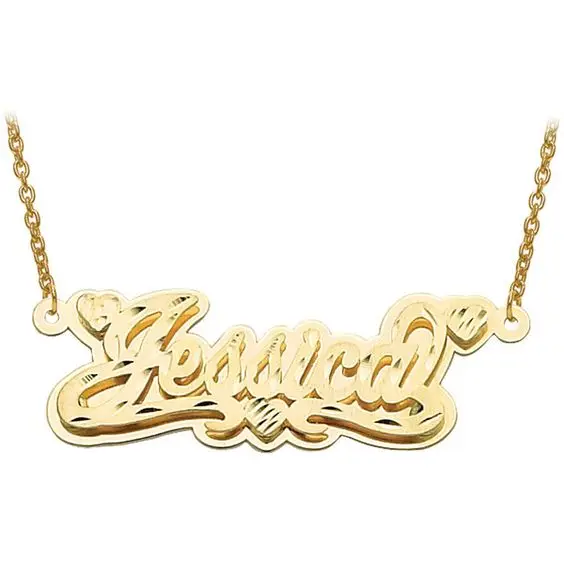 

New ins style two-color electroplating alloy patterned custom necklace Acrylic custom name pendant necklace, Picture
