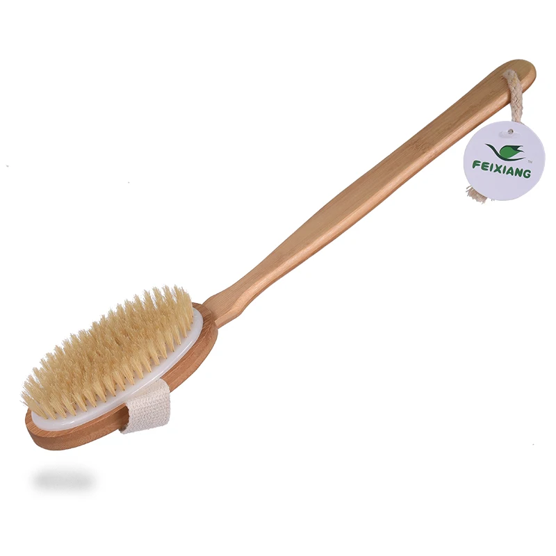 

TREESMILE long handle bath brush bamboo chosen bristle Massage body dry brush OEM logo Natural brushes Factory Good quality