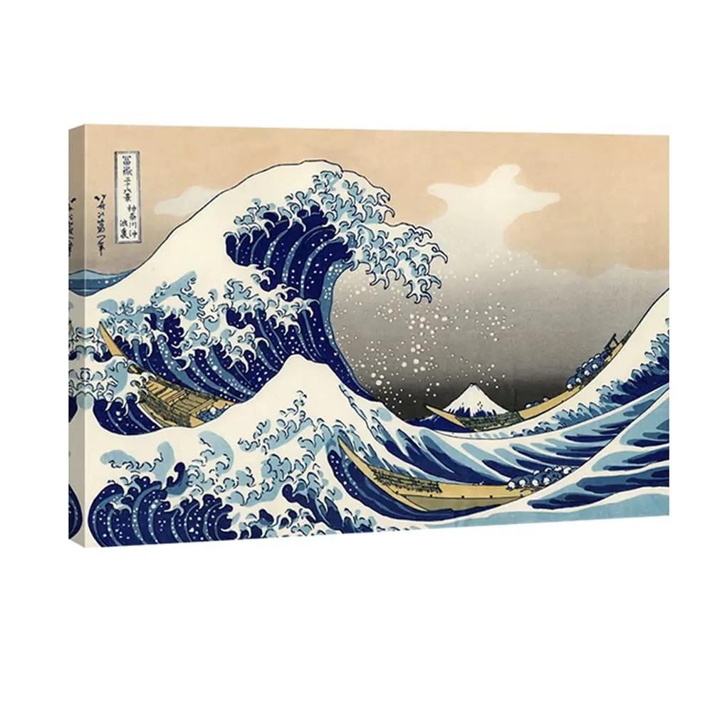 

Gallery Wrapped Poster Abstract Japanese Painting The Great Wave Off Kanagawa Giclee Print on Canvas Wall Art for Home Decor Art