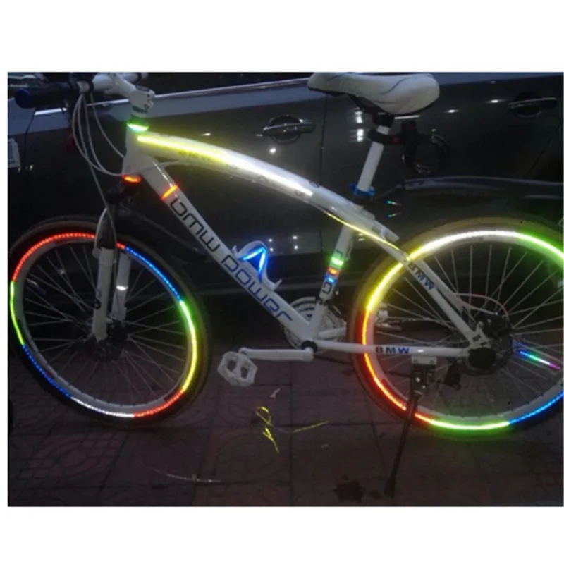 1pcs 21.5*10.5cm vélo réflecteur fluorescent vtt vélo vélo autocollant roue  jante réfléchissante autocollants décalque accessoires