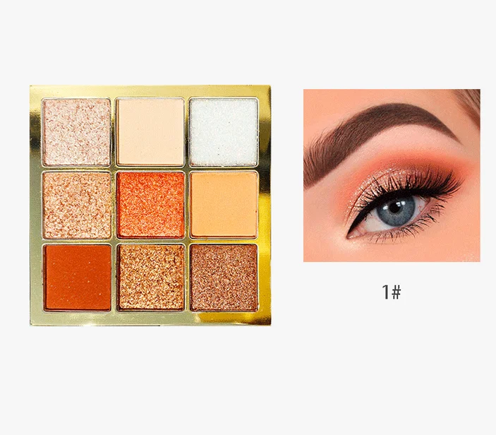 

Party Queen New 9 Glitter Eye Shadow Palette Shimmer Pigment Earth Color Makeup Kit Smooth Eyeshadow
