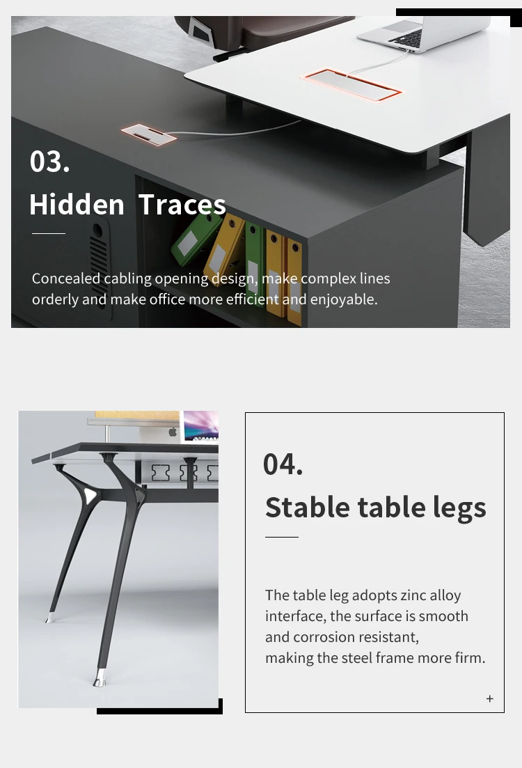 Wooden Material Office Furniture Concise Shape Design Table Executive Modern Appearance Desk