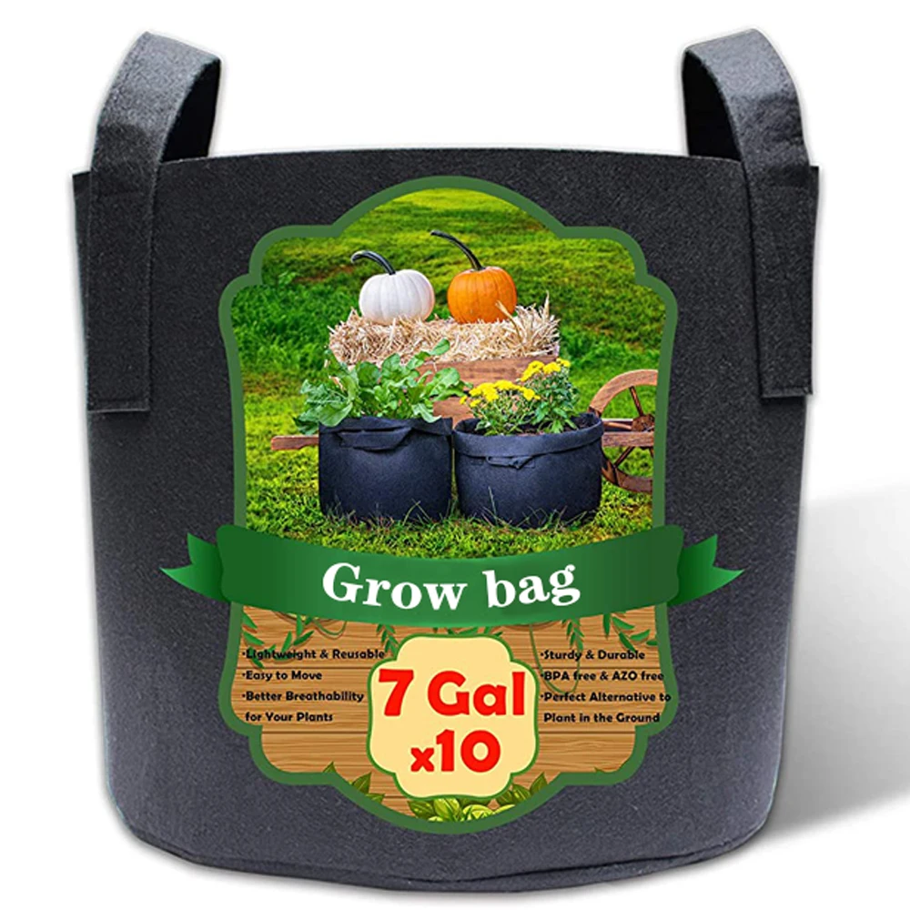

3 5 7 10 15 20 25 30 100 Gallon Non Woven Planter Grow Bags Aeration Fabric Pots Garden Potato felt grow bags, Black