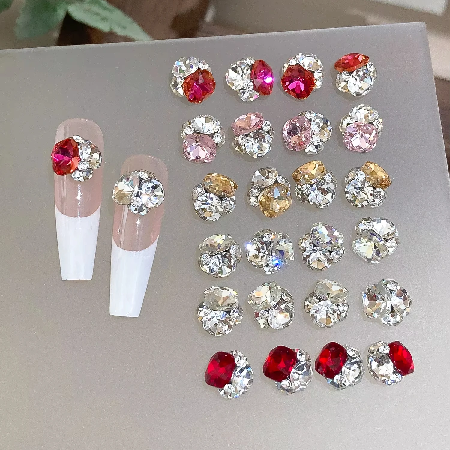 2025 Heart Love Sparkle 3D Rhinestones Nails