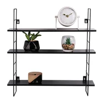 

wholesale high quality removable folding stock iron metal MDF hanging wooden decorative wall shelf