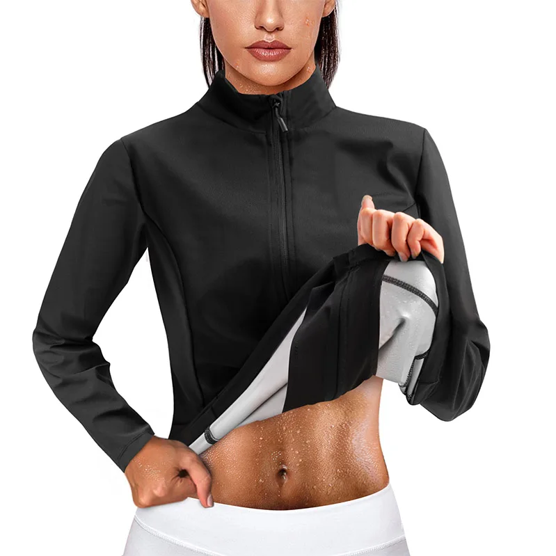 

Custom Private Label Sportswear Speed Up Sweating Weight Loss Sauna Exercise Suit Jacket for Women